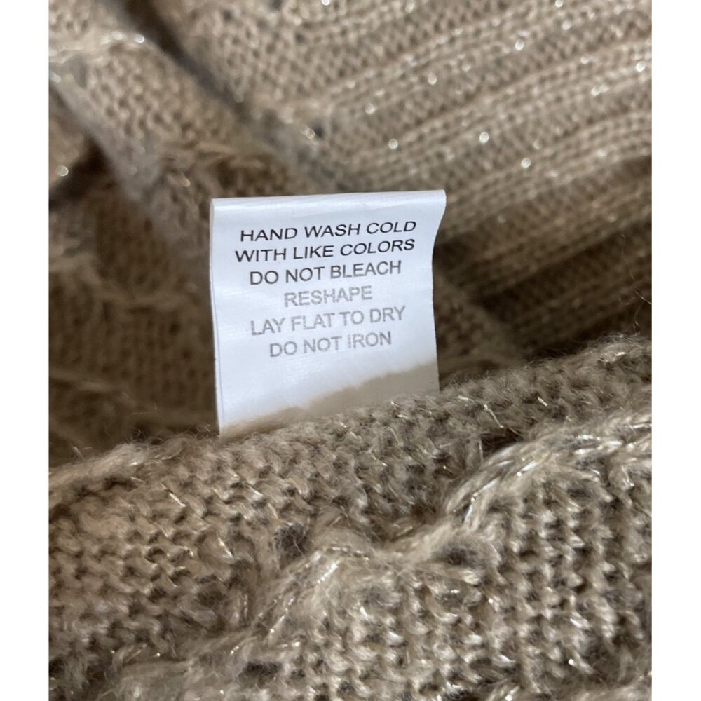 Notations Tan/Gold Knit Cowl Neck Sweater 3/4 Sleeve Womens Size XL - Picture 9 of 9